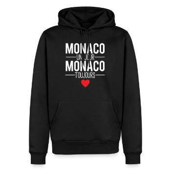 Monaco un jour monaco toujours - Sweat à capuche Premium bio Homme - noir - Devant - Nico (187cm)