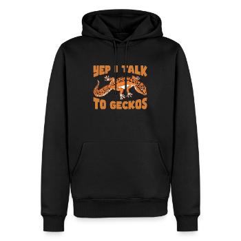Gecko léopard Oui, je parle à l’amoureux des animaux Geckos - Sweat à capuche Premium bio Homme - noir - Devant - Nico (187cm)