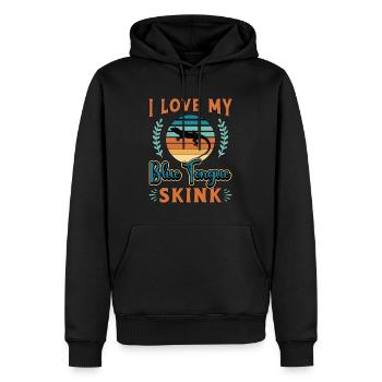Scinques J’aime ma langue bleue Scinque Rétro Reptiles - Sweat à capuche Premium bio Homme - noir - Devant - Nico (187cm)