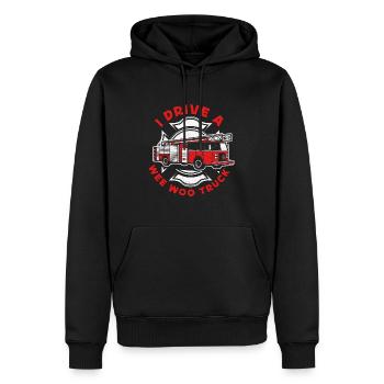 Chef pompier Je conduis un pompier de camion Wee Woo - Sweat à capuche Premium bio Homme - noir - Devant - Nico (187cm)