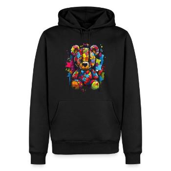 Liebevoller Honig-Herz-Kuschel-Bär - Männer Premium Bio Hoodie - Schwarz - Vorne - Nico (187cm)