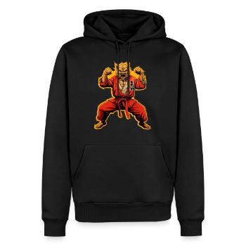 Le meilleur chat d’arts martiaux - Sweat à capuche Premium bio Homme - noir - Devant - Nico (187cm)