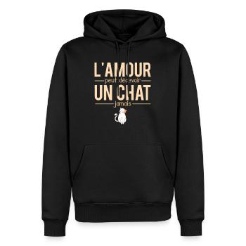 L'amour peut décevoir un chat jamais chat humour - Sweat à capuche Premium bio Homme - noir - Devant - Nico (187cm)