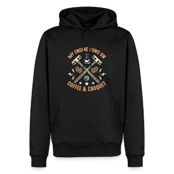 Croquet My Engine Runs On Coffee & Croquet Game - Männer Premium Bio Hoodie - Schwarz - Vorne - Nico (187cm)