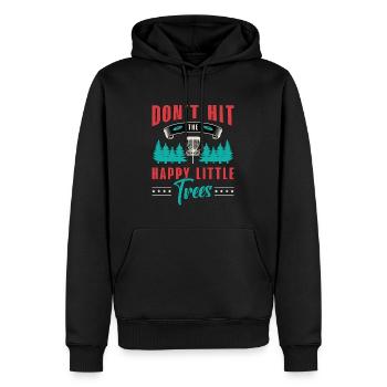 Flying Disc Don't Hit The Happy Little Disc Golf - Men’s Premium Organic Hoodie - black - Front - Nico (187cm)