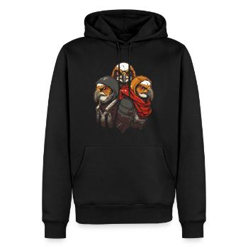Eine Gang von Cartoon Greifvögeln - Männer Premium Bio Hoodie - Schwarz - Vorne - Nico (187cm)