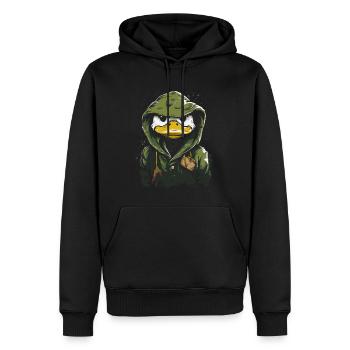 Ein Outdoor-Ente im Regenmantel - Männer Premium Bio Hoodie - Schwarz - Vorne - Nico (187cm)