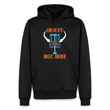 Disc Golf Insert Disc Here Ultimate Frisbee Golfer - Men’s Premium Organic Hoodie - black - Front - Nico (187cm)