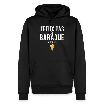 J'peux pas j'ai baraque à frites belgique humour - Sweat à capuche Premium bio Homme - noir - Devant - Nico (187cm)
