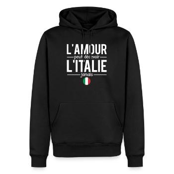 L'amour peut décevoir l'italie jamais italien - Sweat à capuche Premium bio Homme - noir - Devant - Nico (187cm)