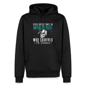 L’anthropologie ne sous-estime jamais une ethnographie - Sweat à capuche Premium bio Homme - noir - Devant - Nico (187cm)