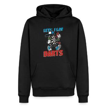 Target Sports Lets Play Darts Loves Dartboard - Men’s Premium Organic Hoodie - black - Front - Nico (187cm)