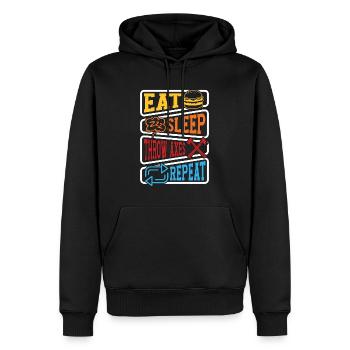 Target Sports Eat Sleep Throw Axes Shooting Sports - Men’s Premium Organic Hoodie - black - Front - Nico (187cm)