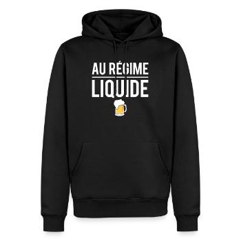 Au régime liquide blague bière apéro humour - Sweat à capuche Premium bio Homme - noir - Devant - Nico (187cm)