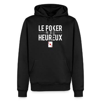 Le poker me rend heureux jeu de cartes - Sweat à capuche Premium bio Homme - noir - Devant - Nico (187cm)