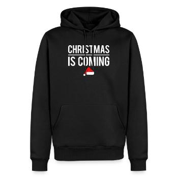 Christmas is coming noël arrive humour fête - Sweat à capuche Premium bio Homme - noir - Devant - Nico (187cm)