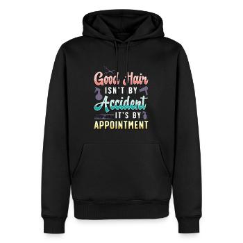 Coiffeur Les bons cheveux ne sont pas par hasard la coiffure - Sweat à capuche Premium bio Homme - noir - Devant - Nico (187cm)