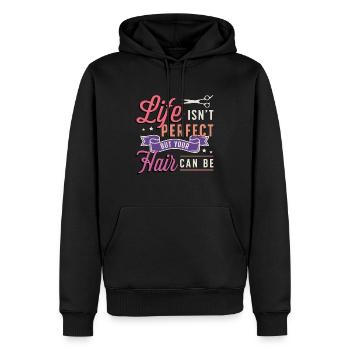 La vie de coiffeur n’est pas parfaite, mais coiffeuse - Sweat à capuche Premium bio Homme - noir - Devant - Nico (187cm)