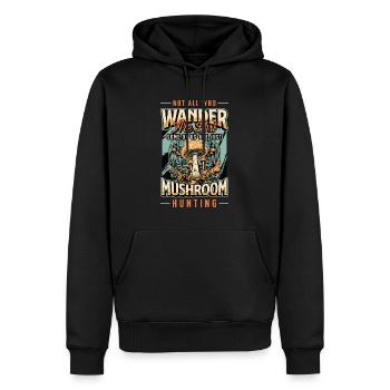 Chasse aux champignons Tous les errances ne sont pas perdus Mycologie - Sweat à capuche Premium bio Homme - noir - Devant - Nico (187cm)