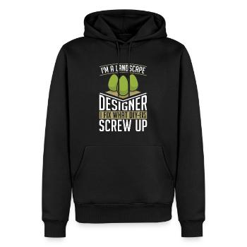 Paysagiste Je suis paysagiste Je répare jardinier - Sweat à capuche Premium bio Homme - noir - Devant - Nico (187cm)