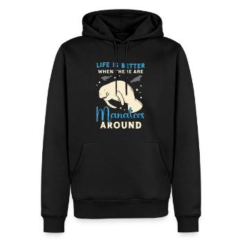 La vie en dugong est meilleure quand il y a des animaux marins - Sweat à capuche Premium bio Homme - noir - Devant - Nico (187cm)