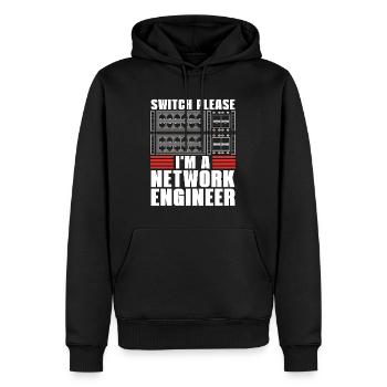 Network Engineer Switch Please I'm A Cybersecurity - Männer Premium Bio Hoodie - Schwarz - Vorne - Nico (187cm)