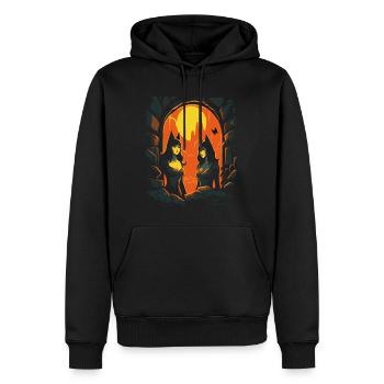 Anime Cats Girl dans le donjon des enfers - Sweat à capuche Premium bio Homme - noir - Devant - Nico (187cm)