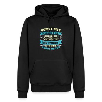 Ingénieur réseau Parfois, je me demande si la mise en réseau - Sweat à capuche Premium bio Homme - noir - Devant - Nico (187cm)