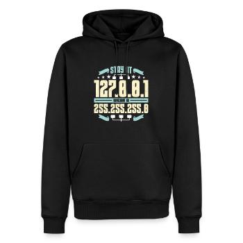 Network Engineer Stay At 127.0.0.1 Computer Geek - Men’s Premium Organic Hoodie - black - Front - Nico (187cm)