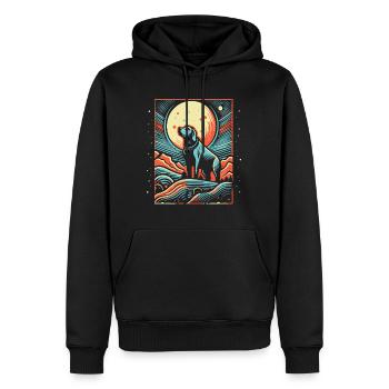 La pleine lune et le chien - Sweat à capuche Premium bio Homme - noir - Devant - Nico (187cm)