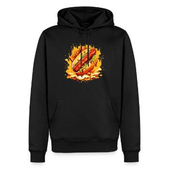 La super délicieuse saucisse méga épicée dans un petit pain - Sweat à capuche Premium bio Homme - noir - Devant - Nico (187cm)