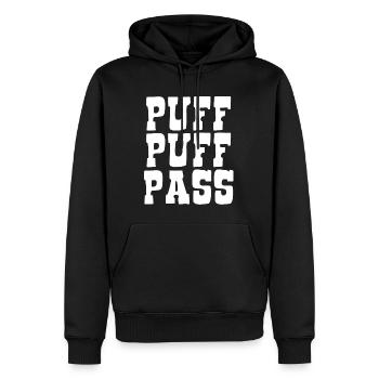 Puff Puff Pass - Raucher Regeln für Anfänger - Männer Premium Bio Hoodie - Schwarz - Vorne - Nico (187cm)