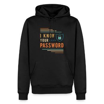 Cybersécurité Je connais votre mot de passe Protection des données - Sweat à capuche Premium bio Homme - noir - Devant - Nico (187cm)