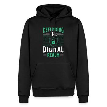 Cybersécurité au service de l’analyste du monde numérique - Sweat à capuche Premium bio Homme - noir - Devant - Nico (187cm)