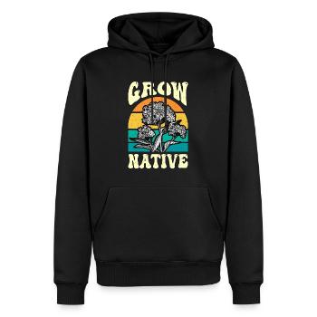 Asclépiade Grow Native Retro Monarchs Entomologistes - Sweat à capuche Premium bio Homme - noir - Devant - Nico (187cm)