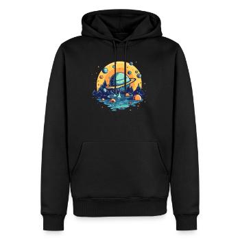 The Universe Is Liquid - Men’s Premium Organic Hoodie - black - Front - Nico (187cm)