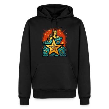 Göttin der Gerechtigkeit Sterne: Ikonische Frau - Männer Premium Bio Hoodie - Schwarz - Vorne - Nico (187cm)