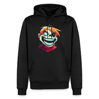 Cartoon Anime Stil Lustiger Verrückter Zombie-Ghul - Männer Premium Bio Hoodie - Schwarz - Vorne - Nico (187cm)