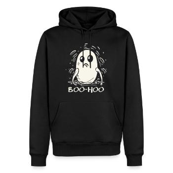 Der enttäuschte, traurig-lustige kleine Geist - Männer Premium Bio Hoodie - Schwarz - Vorne - Nico (187cm)