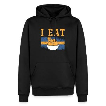 Boulettes de viande Je mange Cuisine italienne Aime les pâtes aux boulettes de viande - Sweat à capuche Premium bio Homme - noir - Devant - Nico (187cm)