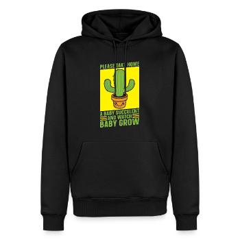 Succulente s’il vous plaît ramener à la maison une plante succulente bébé - Sweat à capuche Premium bio Homme - noir - Devant - Nico (187cm)