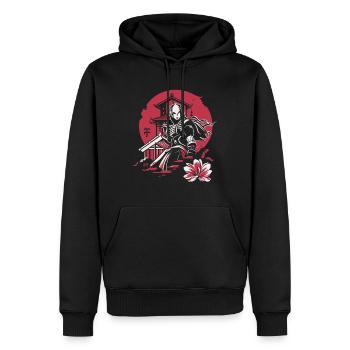 Héros samouraï japonais - Sweat à capuche Premium bio Homme - noir - Devant - Nico (187cm)