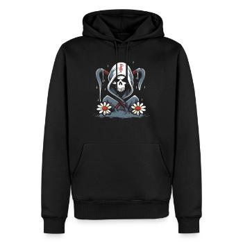 Le pouvoir des fleurs de la Faucheuse de dessin animé - Sweat à capuche Premium bio Homme - noir - Devant - Nico (187cm)