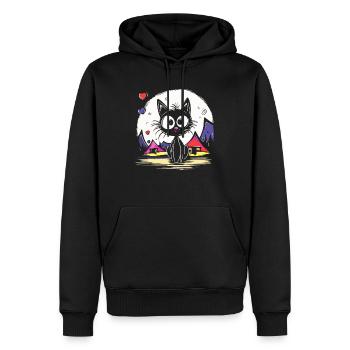 Katzen Urlaub beim Camping - Männer Premium Bio Hoodie - Schwarz - Vorne - Nico (187cm)