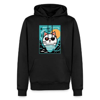 Art artiste chat avec coeur - Sweat à capuche Premium bio Homme - noir - Devant - Nico (187cm)