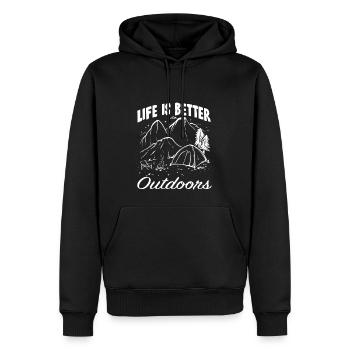 Camping campfire saying - Men’s Premium Organic Hoodie - black - Front - Nico (187cm)