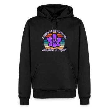 Orchidées Une orchidée violette se tient à l’horticulture rétro - Sweat à capuche Premium bio Homme - noir - Devant - Nico (187cm)