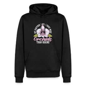 Orchidées Mon partenaire dit que j’ai plus de plantes d’orchidées - Sweat à capuche Premium bio Homme - noir - Devant - Nico (187cm)