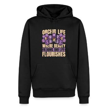 La vie des orchidées où la beauté fleurit et les plantes d’orchidées - Sweat à capuche Premium bio Homme - noir - Devant - Nico (187cm)