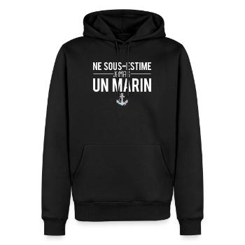 Ne sous estime jamais un marin bateau - Sweat à capuche Premium bio Homme - noir - Devant - Nico (187cm)